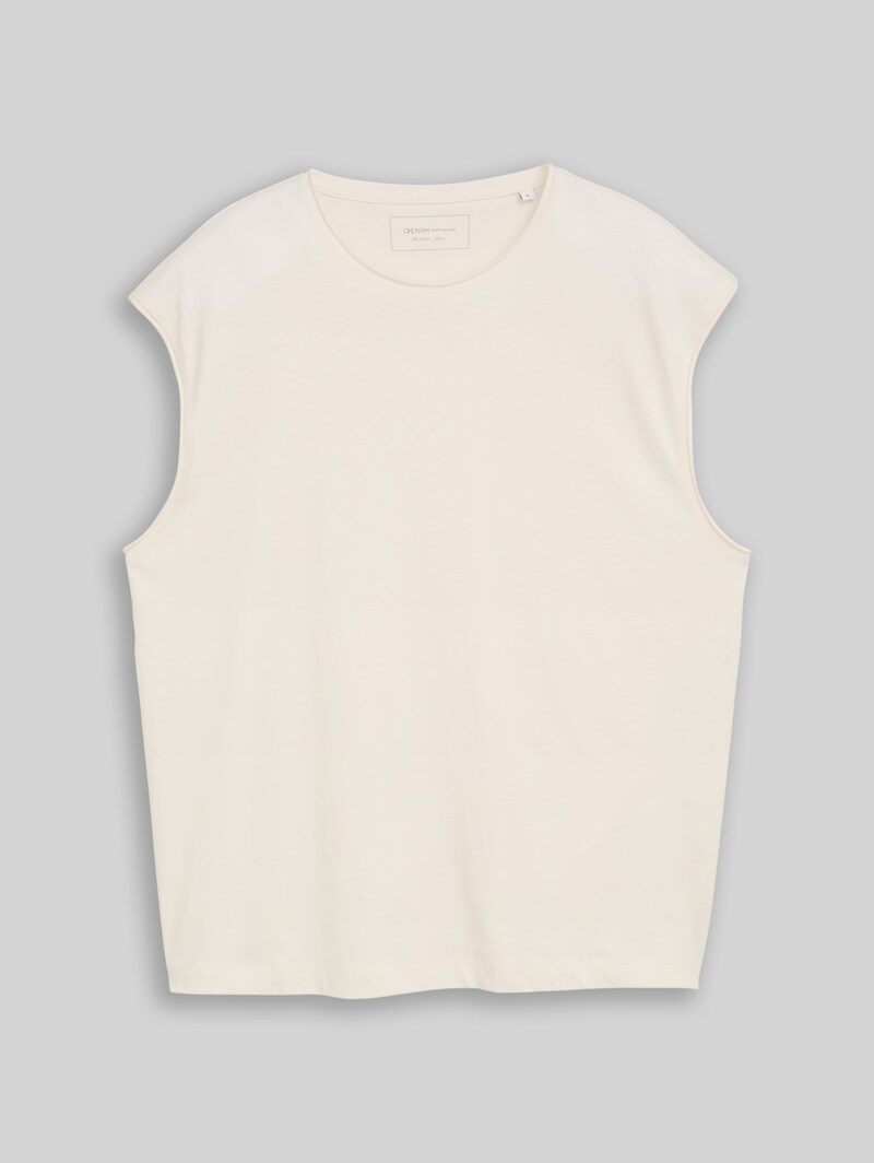 Tom Tailor Relaxed Fit Tanktop im Used-Look - Wool White