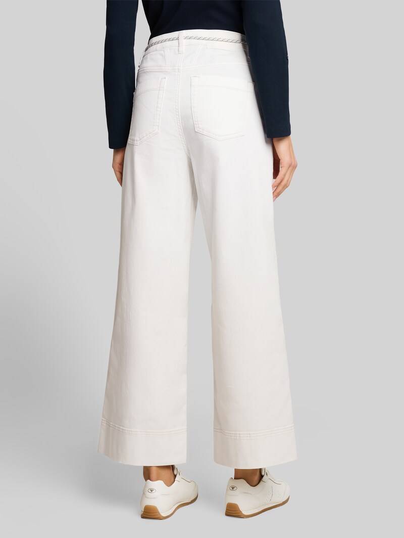 Tom Tailor TTNELMA CULOTTE Jeans mit Bindegürtel - White Denim Tom Tailor TTNELMA CULOTTE Jeans mit Bindegürtel - White Denim