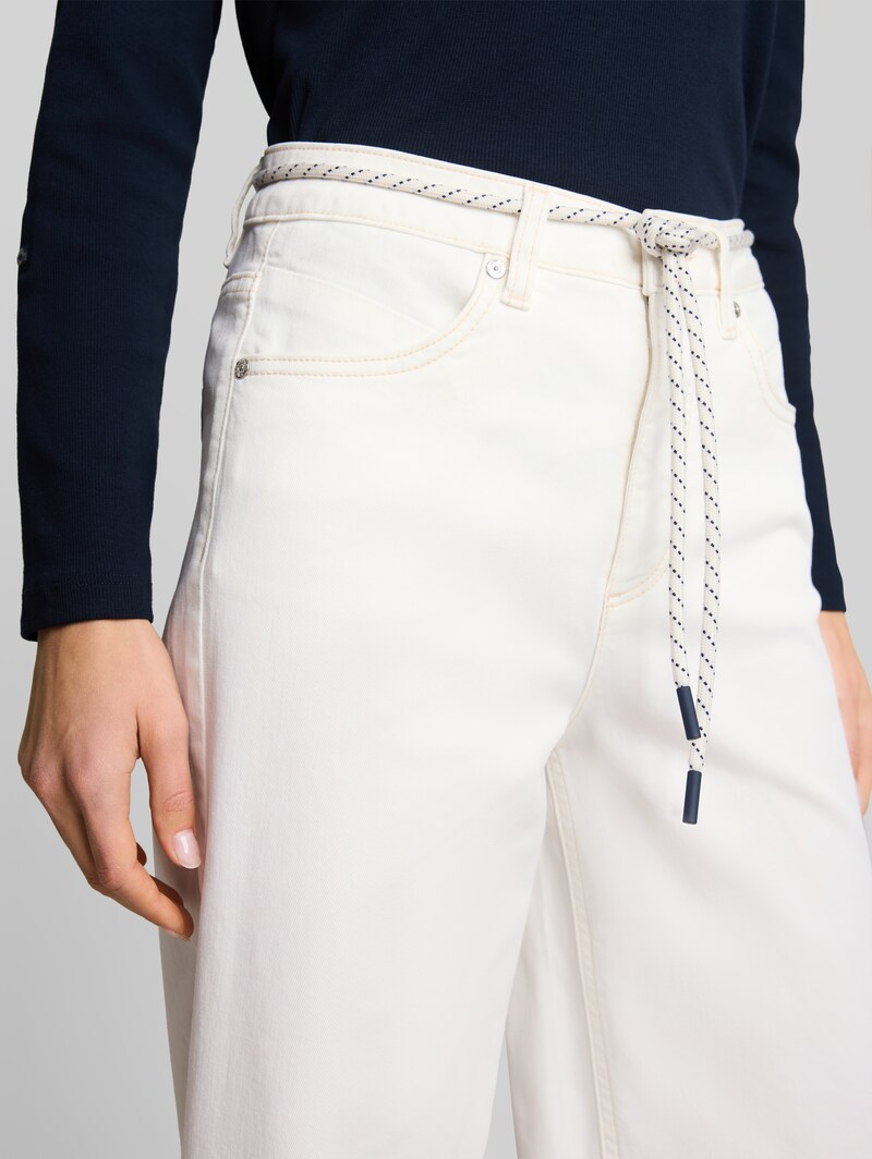 Tom Tailor TTNELMA CULOTTE Jeans mit Bindegürtel - White Denim