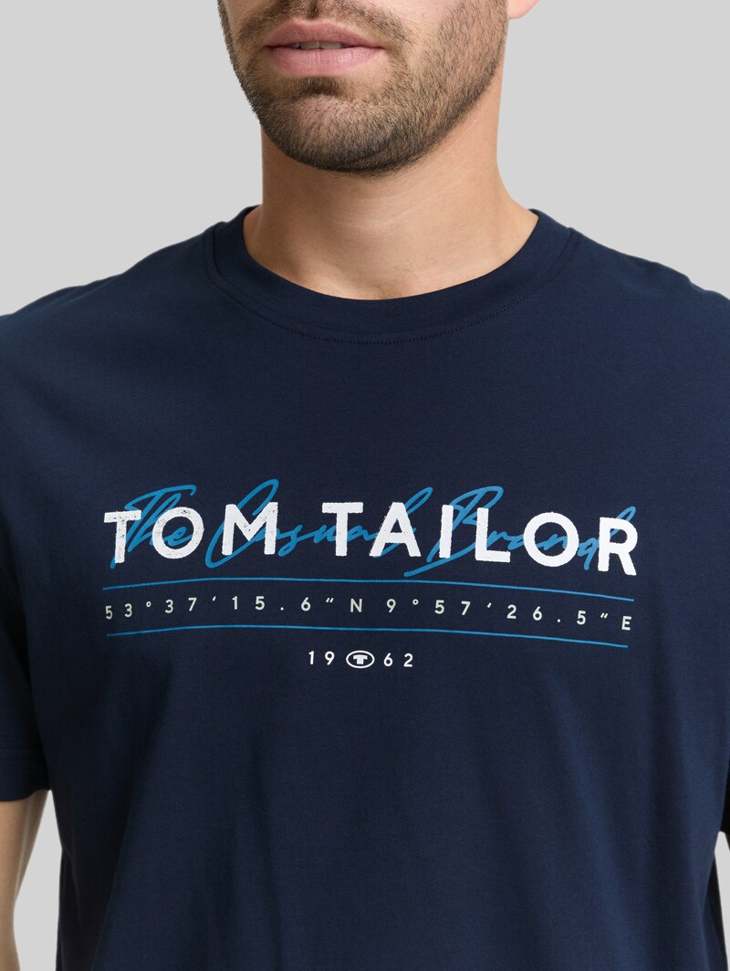 Tom Tailor T-Shirt mit Logo-Print - Sky Captain Blue