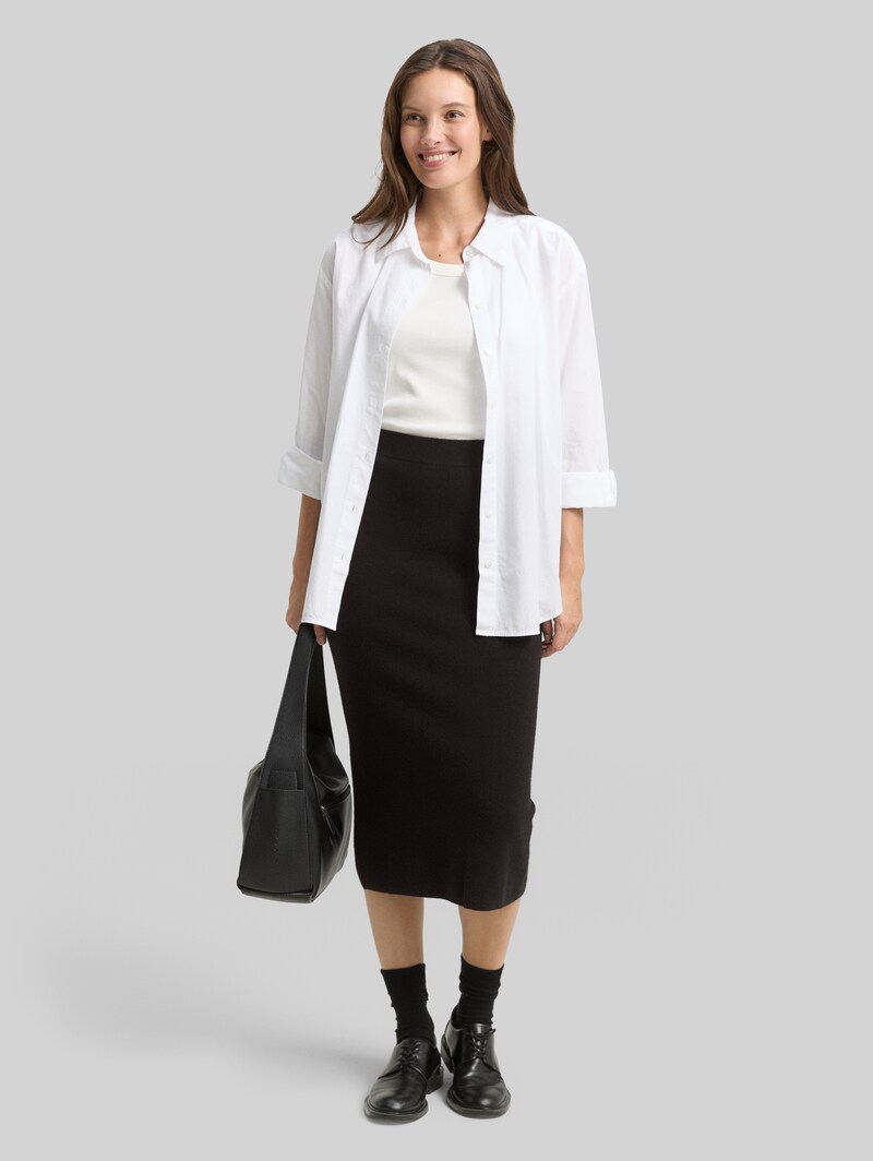 Tom Tailor Midi-Rock mit Schlitz - Deep Black