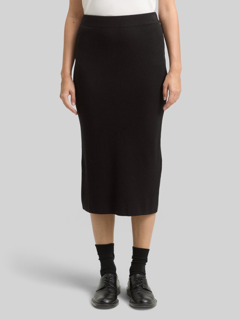 Tom Tailor Midi-Rock mit Schlitz - Deep Black