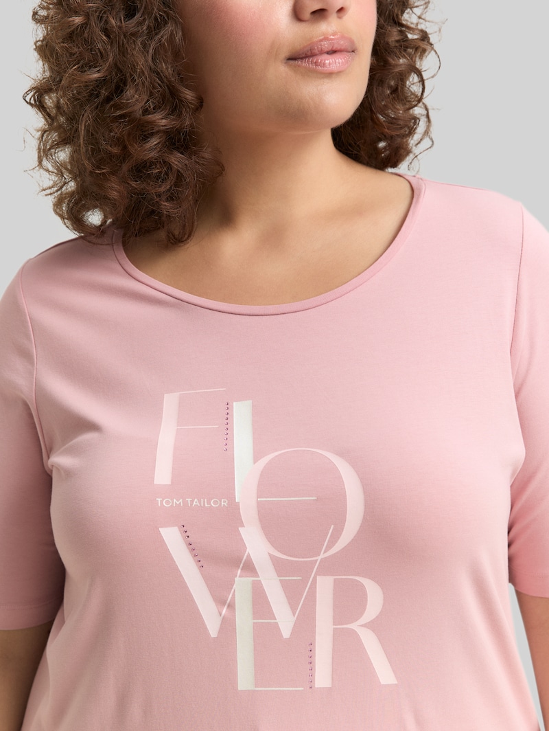 Tom Tailor Plus Size - T-Shirt mit Print - Morning Pink