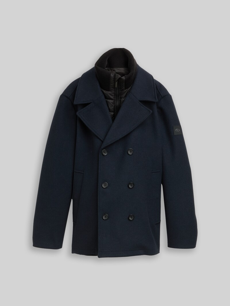Tom Tailor 2-in-1 Wolljacke mit abnehmbarer Innenjacke - Sky Captain Blue