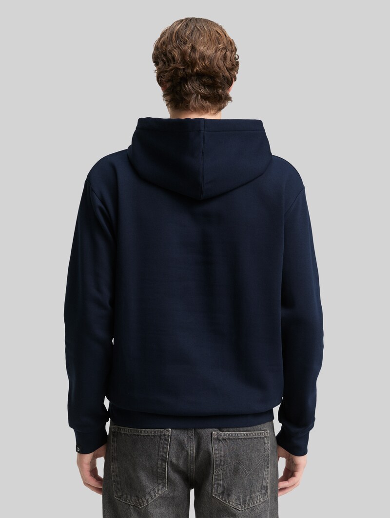 Tom Tailor Hoodie Sweatshirt mit Logo-Badge - Sky Captain Blue
