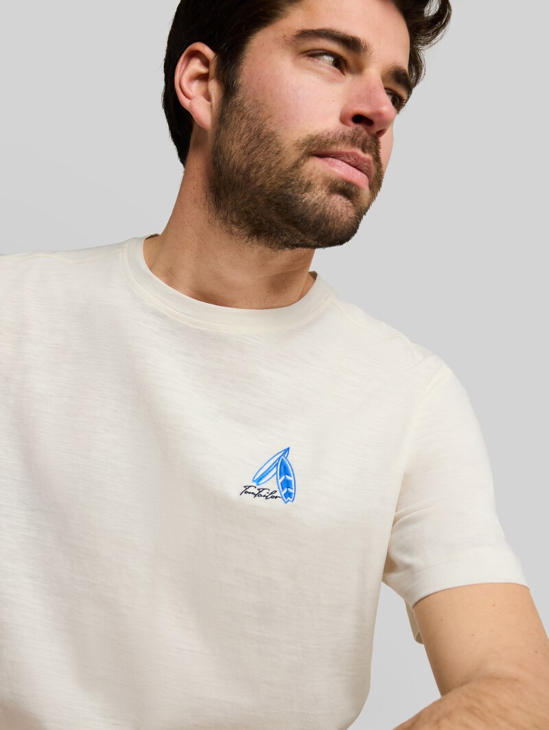 Tom Tailor T-Shirt mit Stickerei - Gardenia White