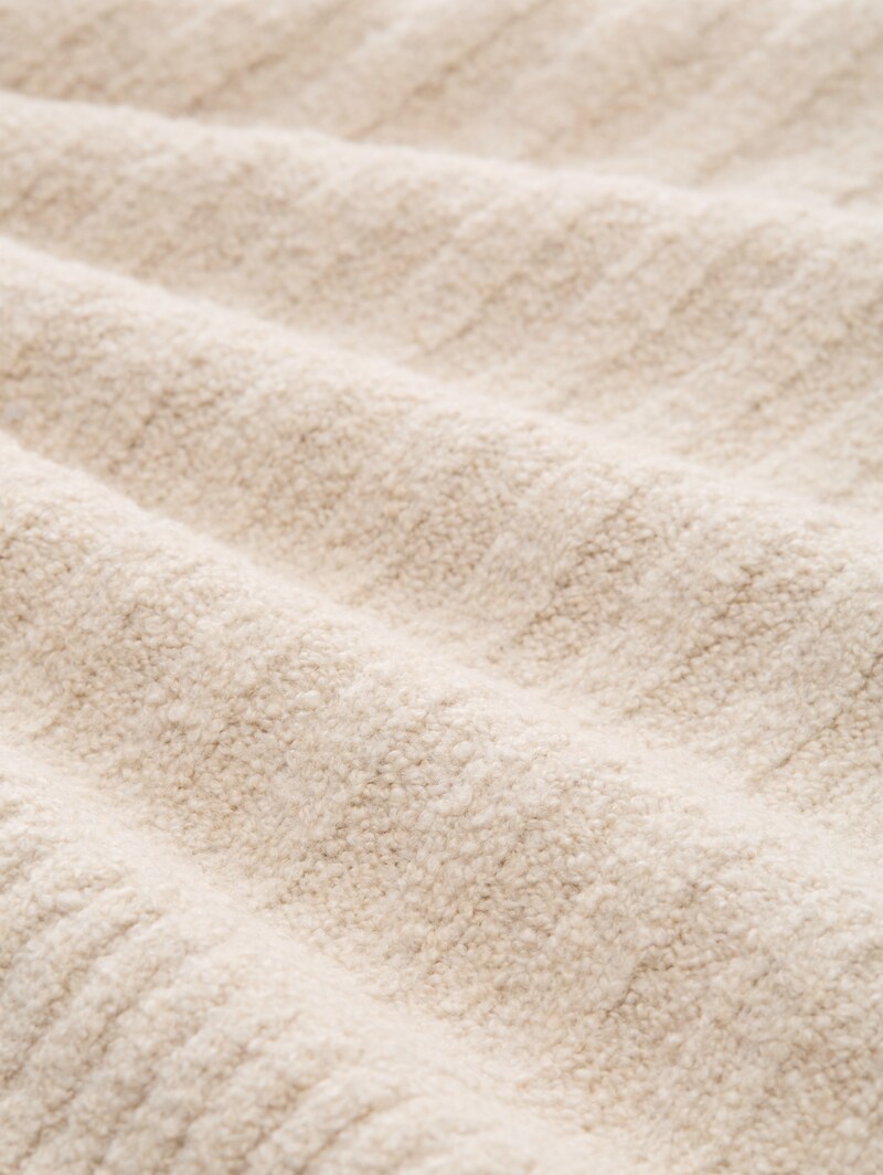 Tom Tailor Bouclé Strickpullover mit Wollanteil - Sand Stone Beige Melange