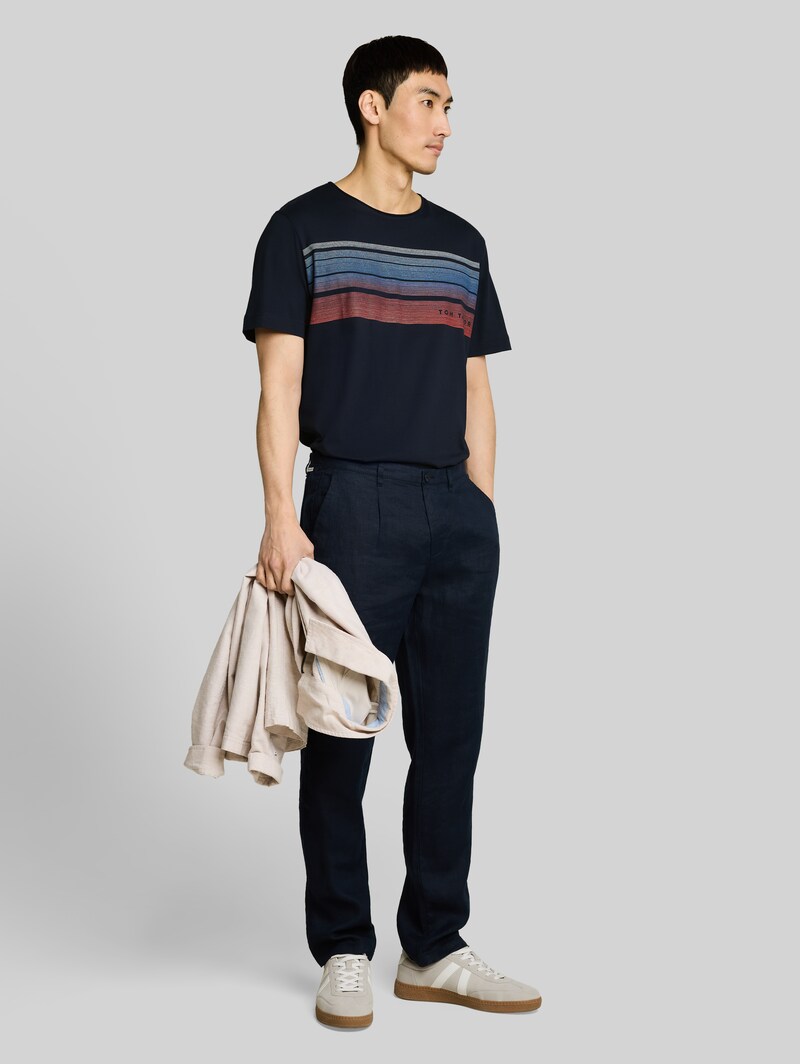 Tom Tailor T-Shirt mit Print auf der Brust - Sky Captain Blue
