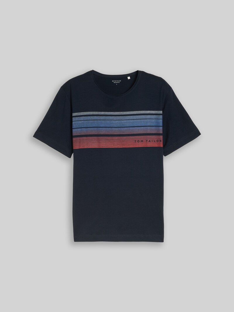 Tom Tailor T-Shirt mit Print auf der Brust - Sky Captain Blue
