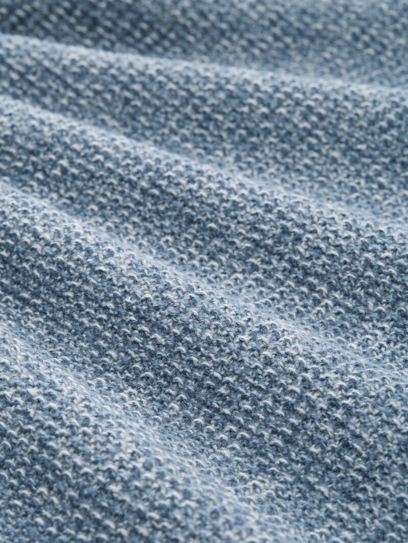 Tom Tailor Strickpullover in Melange-Optik - Denim Blue White Mouline