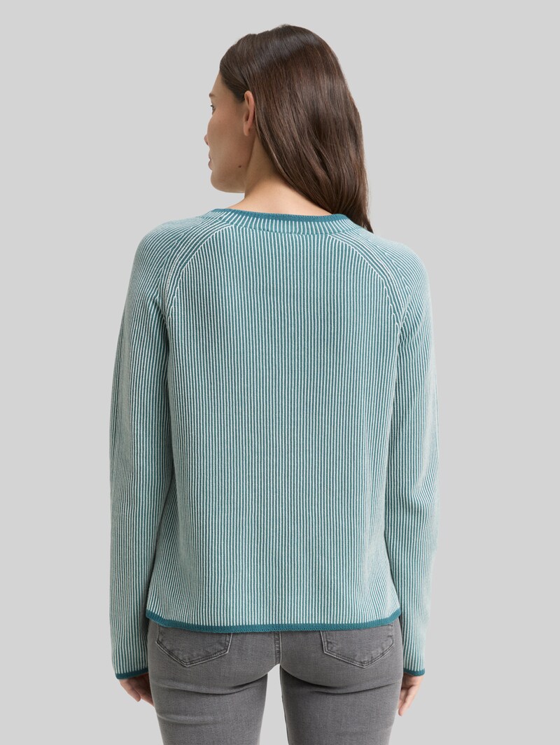 Tom Tailor Strickpullover mit Rundhalsausschnitt - Teal Plaited Knit