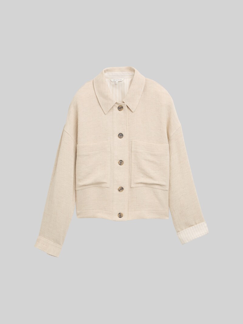 Tom Tailor Oversize Jacke mit Leinenanteil - Champagne
