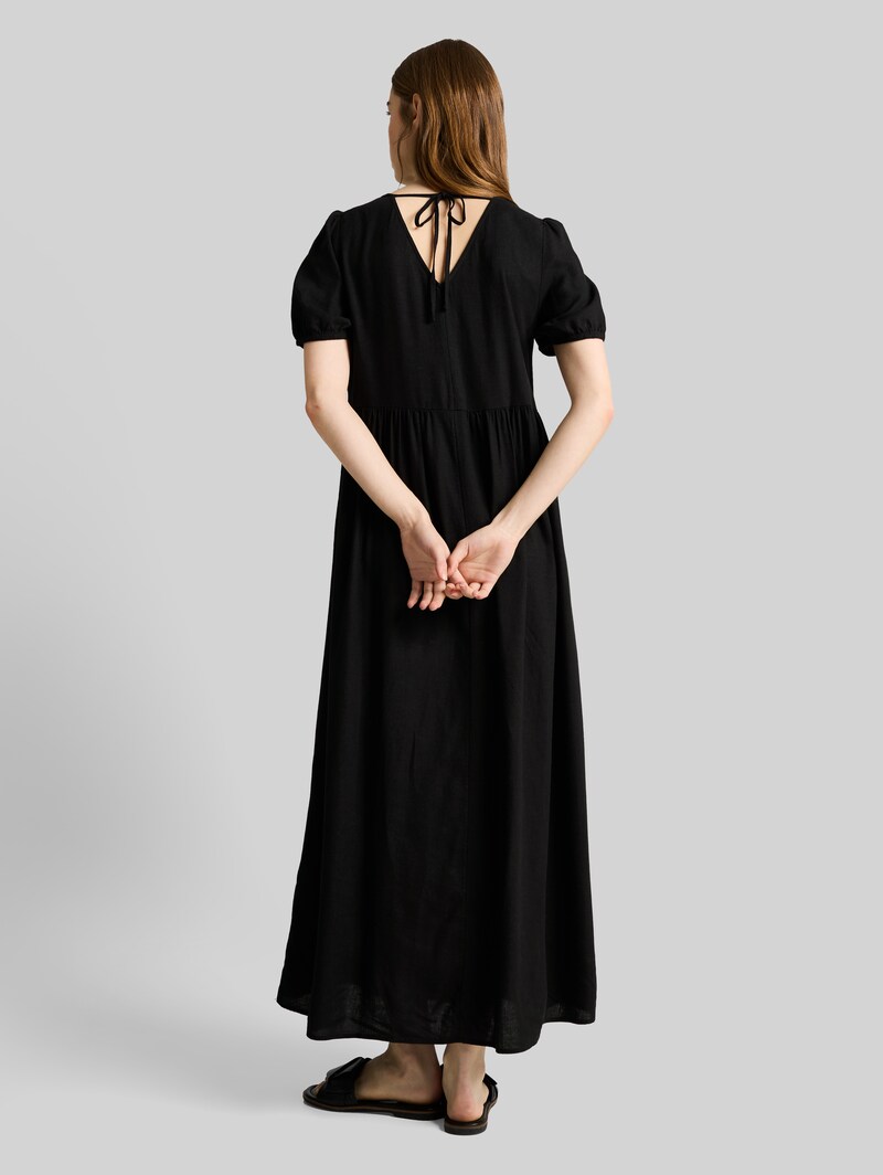 Tom Tailor Midi-Kleid mit Leinenanteil - Deep Black