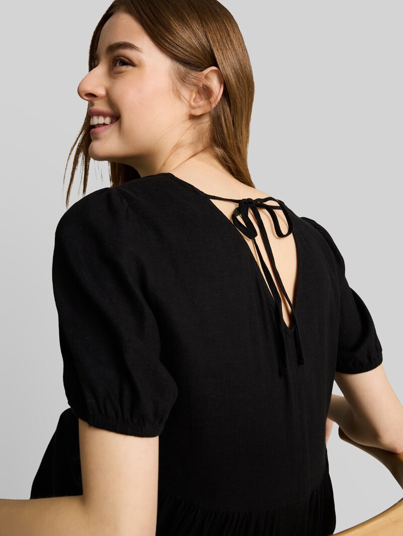 Tom Tailor Midi-Kleid mit Leinenanteil - Deep Black
