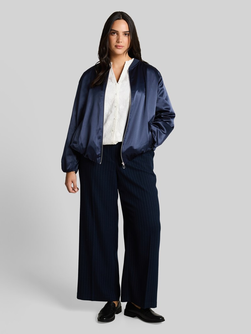 Tom Tailor Plus Size - Satin Blouson Jacke mit Bomberkragen - Sky Captain Blue