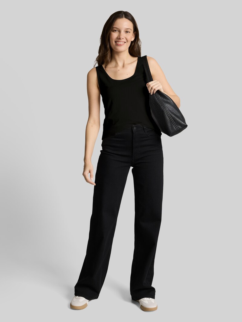 Tom Tailor Slim Fit Top mit Rundhalsausschnitt - Deep Black