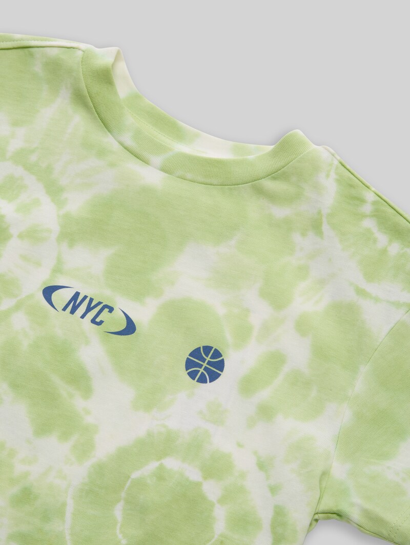 Tom Tailor Oversize Tie-Dye T-Shirt - Light Green White Tie Dye