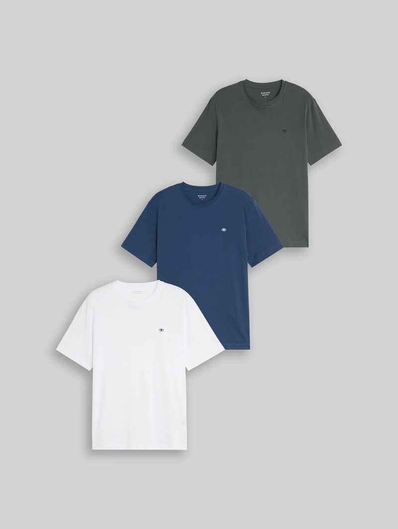 Tom Tailor Basic T-Shirts im 3er-Pack - Darkest Olive