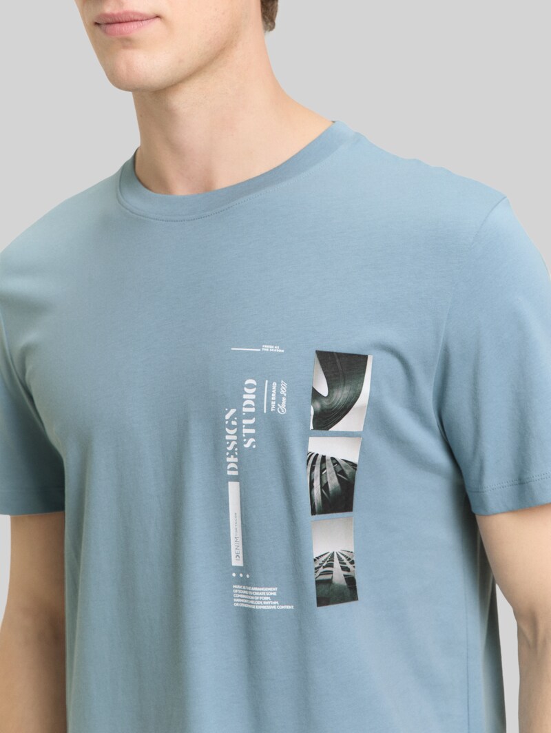 Tom Tailor T-Shirt mit Fotoprint - Citadel Blue