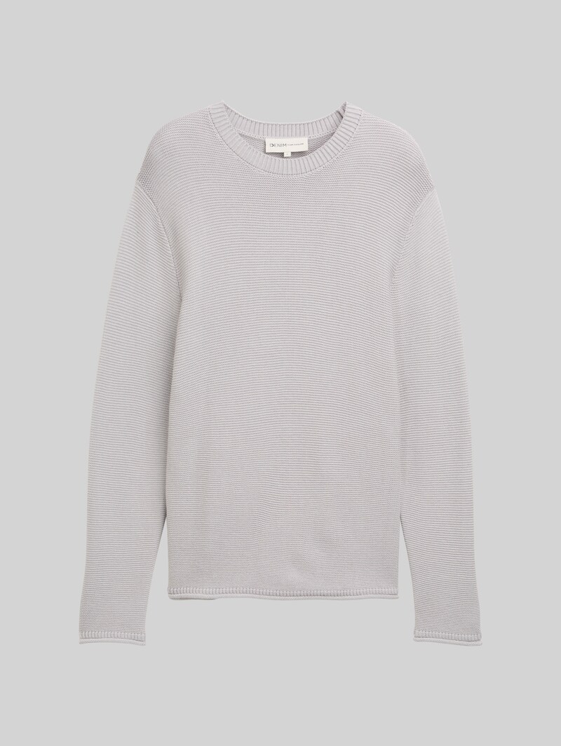 Tom Tailor Relaxed Fit Strickpullover - Light Stone Grey Melange