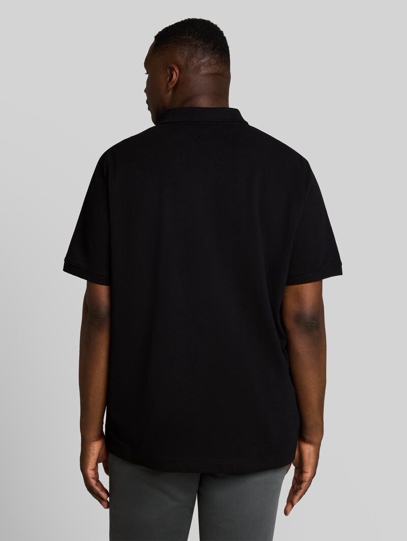 Tom Tailor Plus Size - Piqué Poloshirt mit Logo-Stickerei - Black