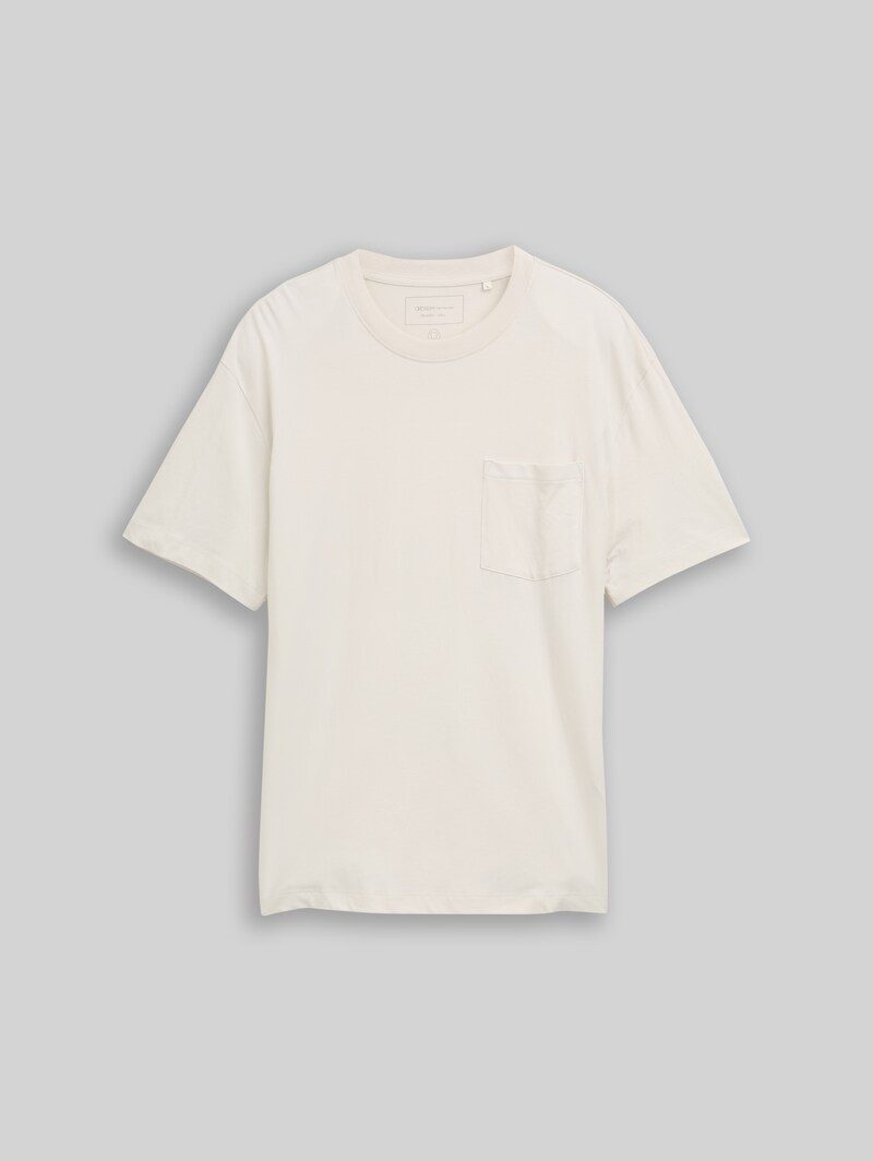 Tom Tailor Relaxed Fit T-Shirt mit Brusttasche - Greyish White