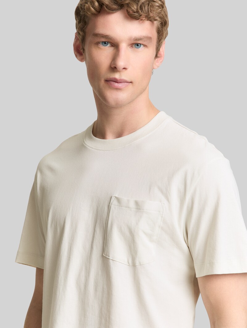 Tom Tailor Relaxed Fit T-Shirt mit Brusttasche - Greyish White
