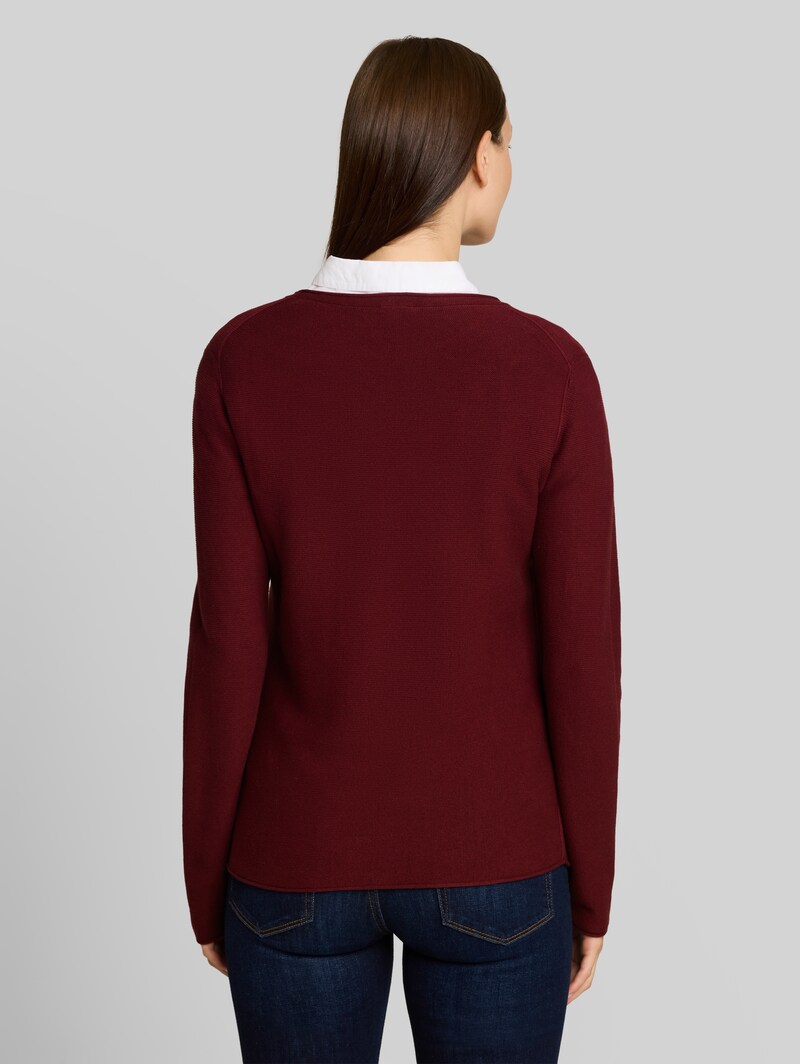 Tom Tailor Strickpullover aus Baumwolle - Preppy Plum
