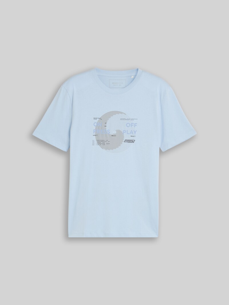 Tom Tailor T-Shirt mit Print - Light Metal Blue