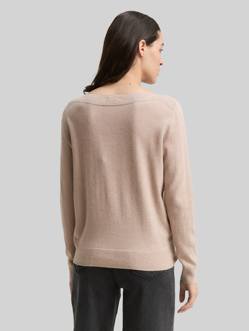 Tom Tailor Strickpullover mit Kaschmir-Anteil - Soft Taupe Melange