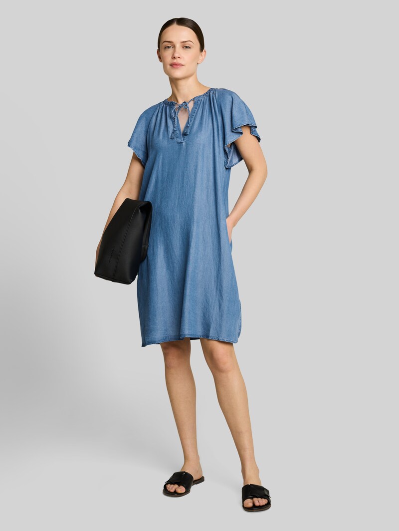 Tom Tailor Loose Fit Kleid mit Quasten - Clean Light Stone Blue Denim