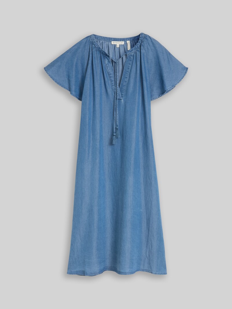 Tom Tailor Loose Fit Kleid mit Quasten - Clean Light Stone Blue Denim