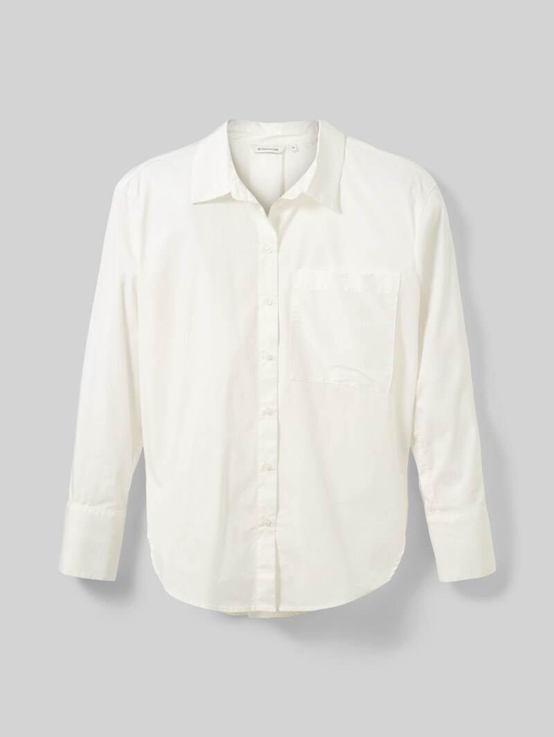 Tom Tailor Loose Fit Bluse mit Brusttasche - Whisper White