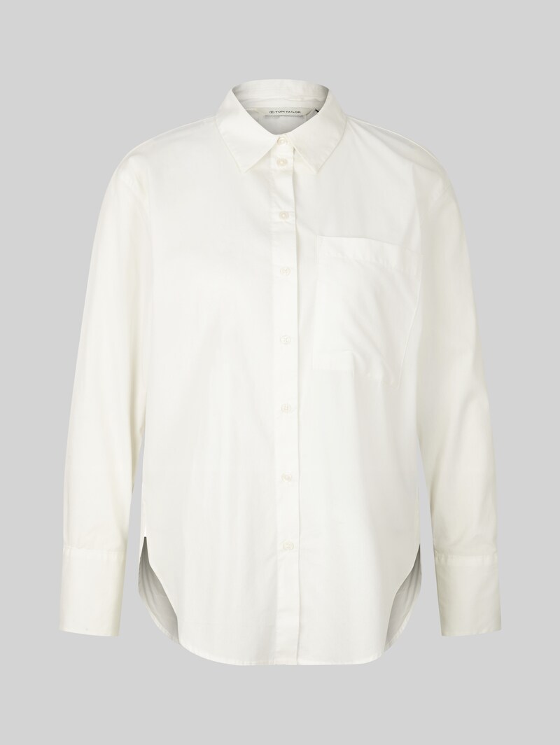 Tom Tailor Loose Fit Bluse mit Brusttasche - Whisper White
