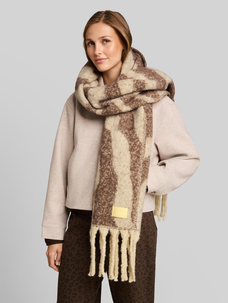Tom Tailor Cosy Schal mit Muster - Brown Beige Zebra Print