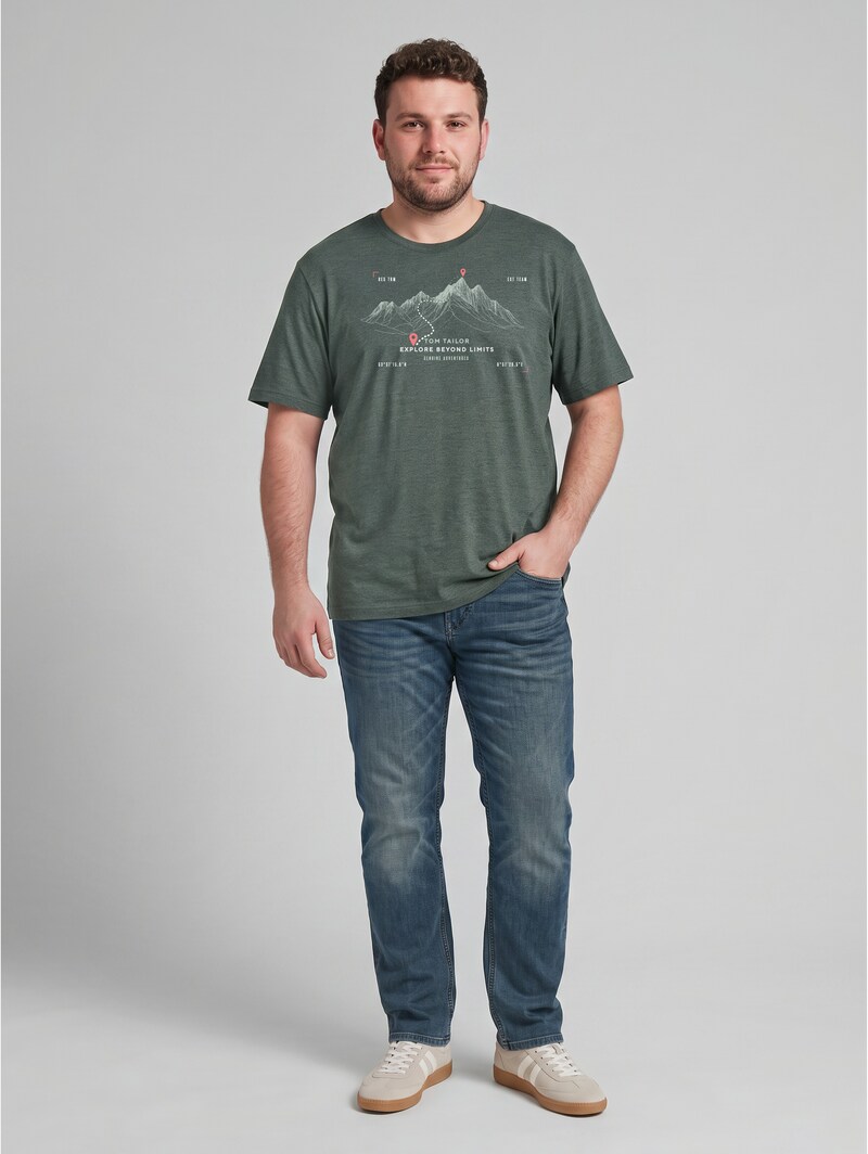 Tom Tailor Plus Size - T-Shirt mit Print - Mint Olive Injected Stripe