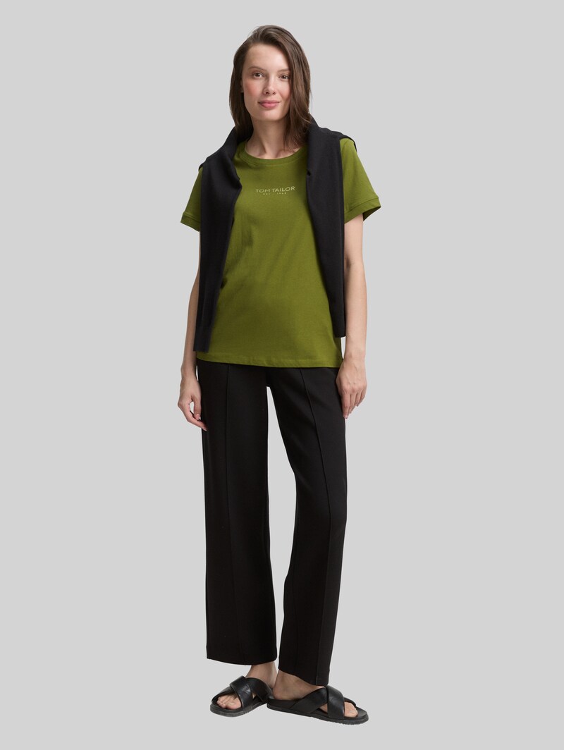 Tom Tailor T-Shirt mit Logo-Print - Deep Ivy Green