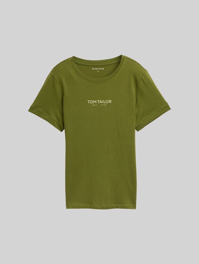 Tom Tailor T-Shirt mit Logo-Print - Deep Ivy Green