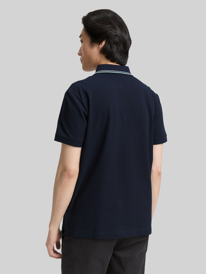 Tom Tailor Piqué Poloshirt mit print - Sky Captain Blue