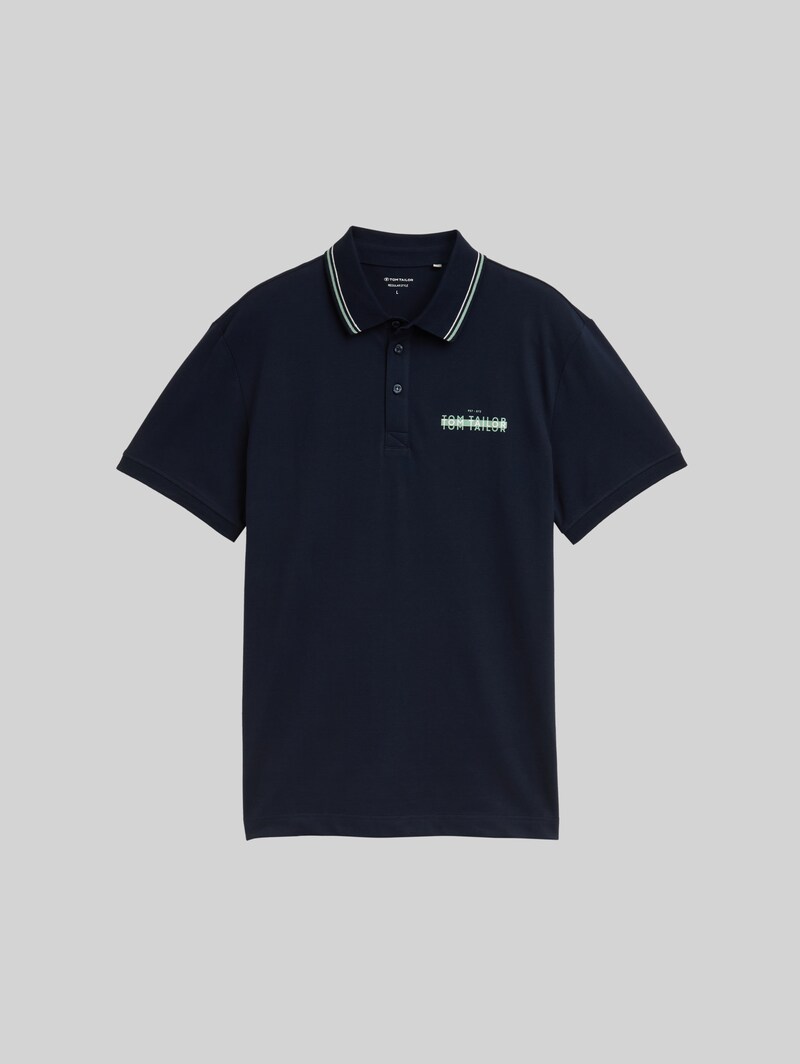 Tom Tailor Piqué Poloshirt mit print - Sky Captain Blue