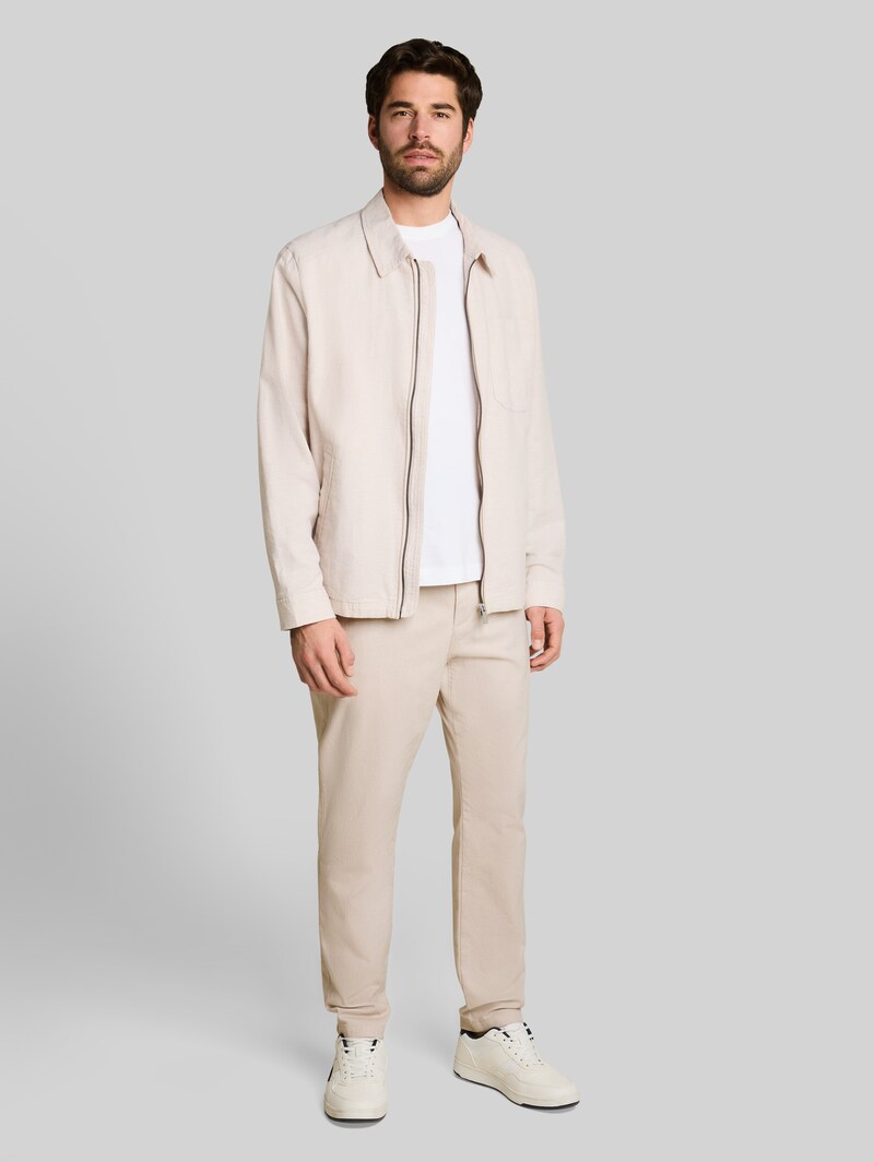 Tom Tailor Regular Tapered Chino Hose mit Kordelzug - Cashew Beige Structure