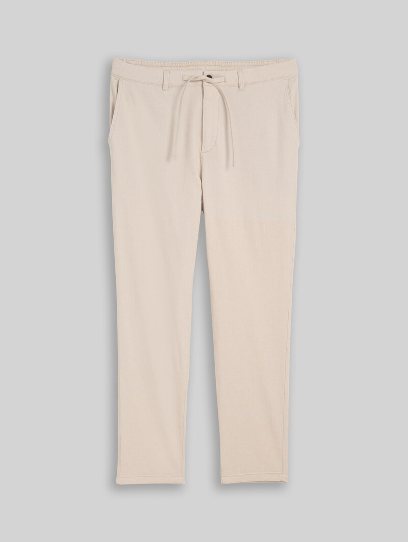 Tom Tailor Regular Tapered Chino Hose mit Kordelzug - Cashew Beige Structure