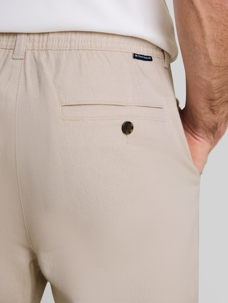 Tom Tailor Regular Tapered Chino Hose mit Kordelzug - Cashew Beige Structure