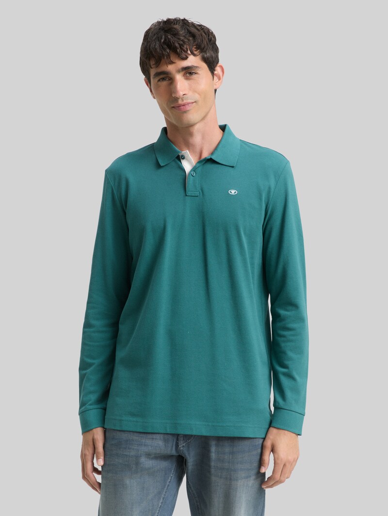 Tom Tailor Langarm Piqué Poloshirt - Jasper Green Tom Tailor Langarm Piqué Poloshirt - Jasper Green