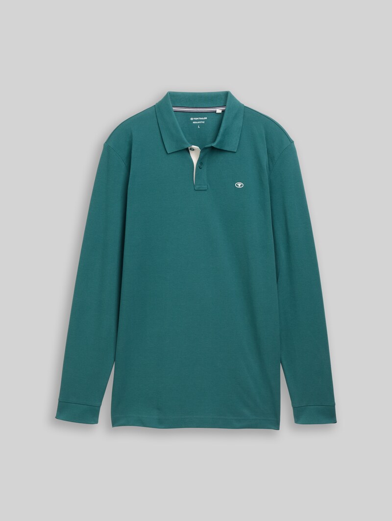 Tom Tailor Langarm Piqué Poloshirt - Jasper Green