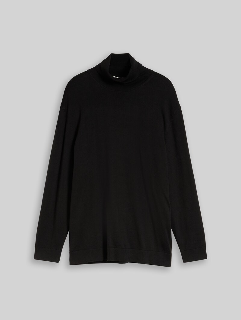 Tom Tailor Plus Size - Rollkragenpullover aus Baumwolle - Black