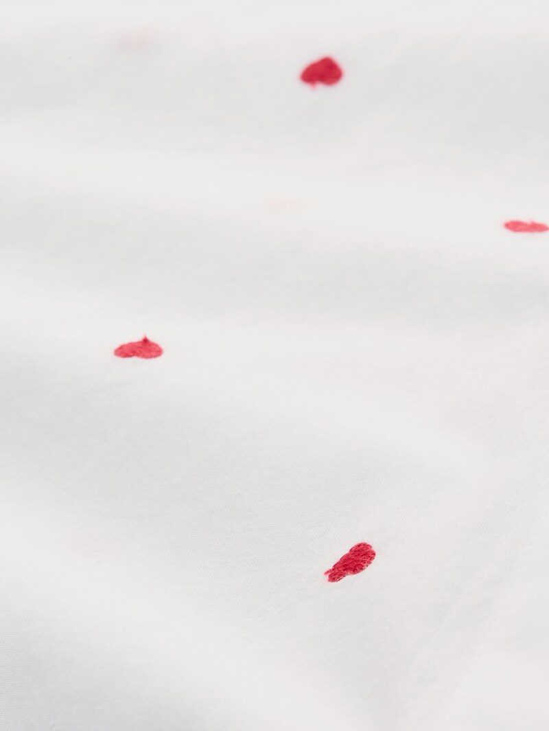 Tom Tailor Bluse mit Herz-Stickerei - White Red Heart Design
