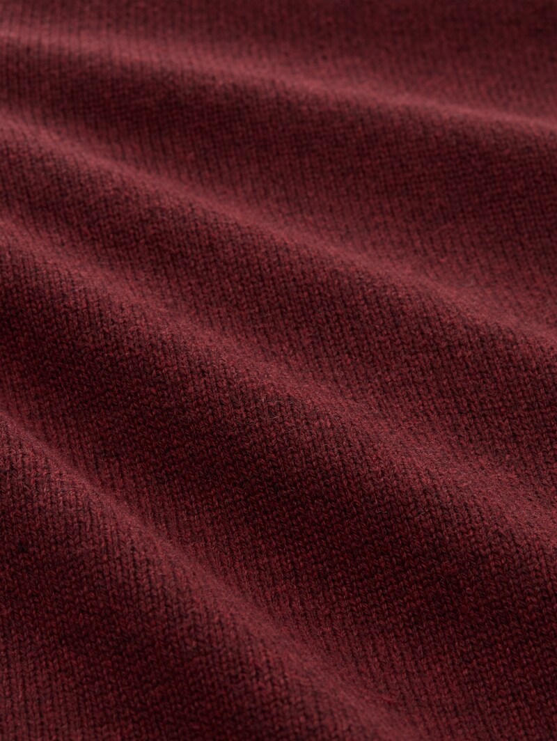 Tom Tailor Strickpullover mit Ripp-Details - Bordeaux Melange