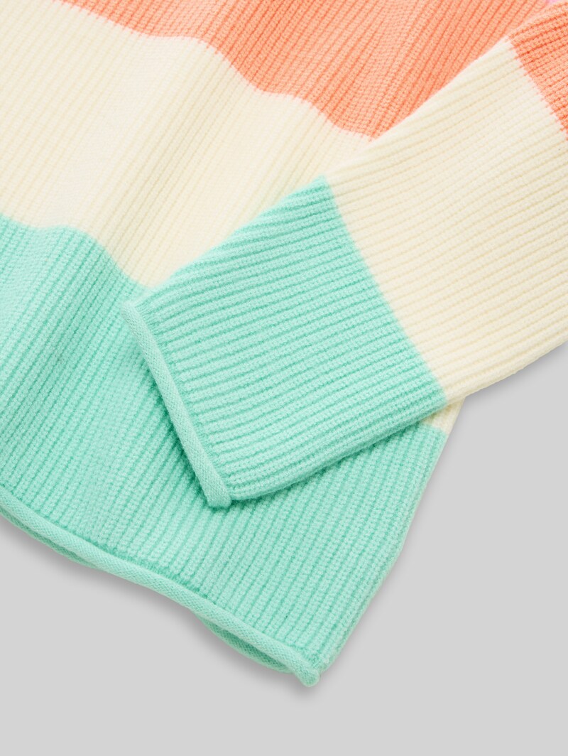 Tom Tailor Cropped Strickpullover mit Rundhalsausschnitt - Very Big Multicolor Stripe