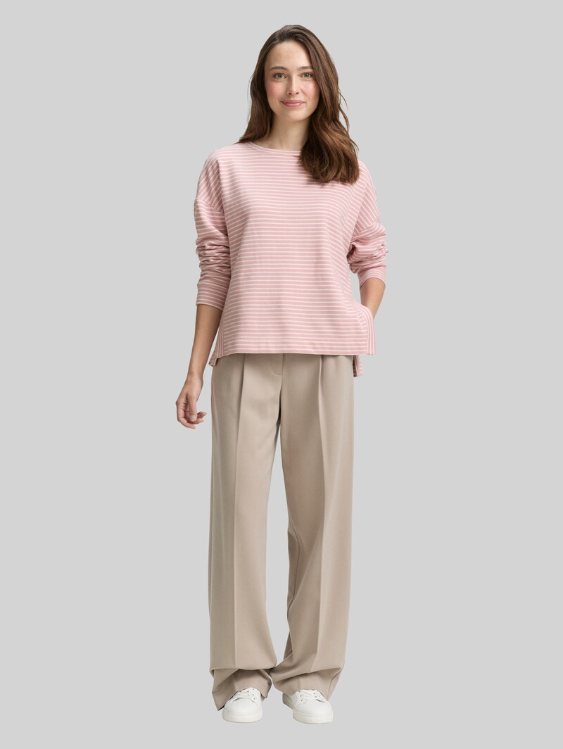 Tom Tailor Sweatshirt mit Streifenmuster - Morning Pink Offwhite Stripe